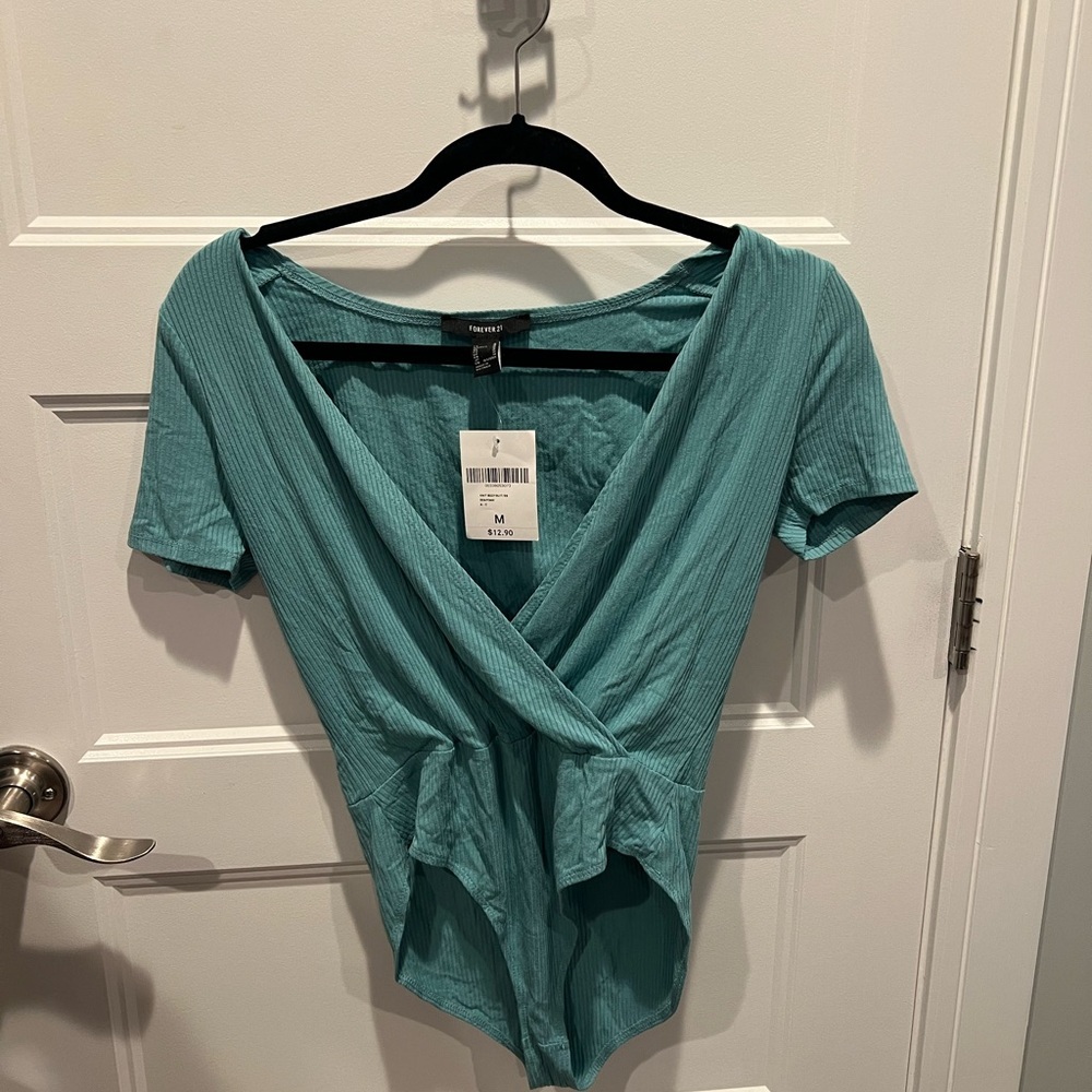 Forever 21 teal Wrap Bodysuit Fitted